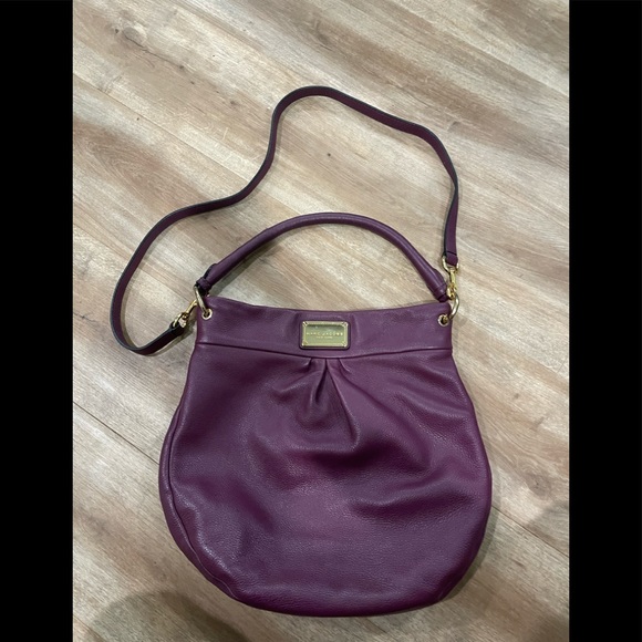 Marc By Marc Jacobs Handbags - Marc Jacobs Satchel Grained Hobo Purse Bag Crossbody Shoulder Purple Leather